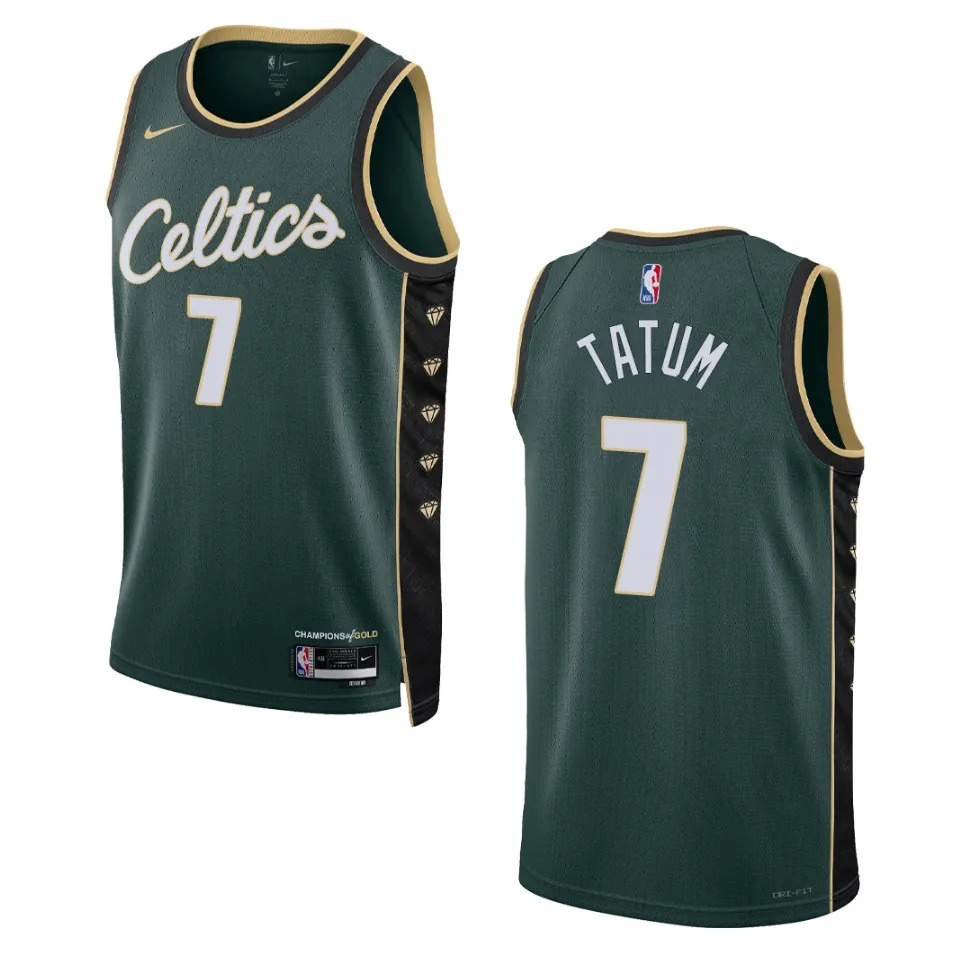 Men's Boston Celtics Jaylen Brown #7 City Edition 2022-23 Swingman Dark Green Jersey 2401NHZQ